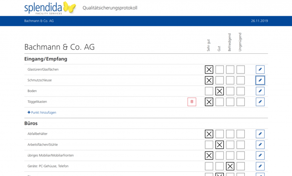 Kundenportal für Splendida. Übersicht